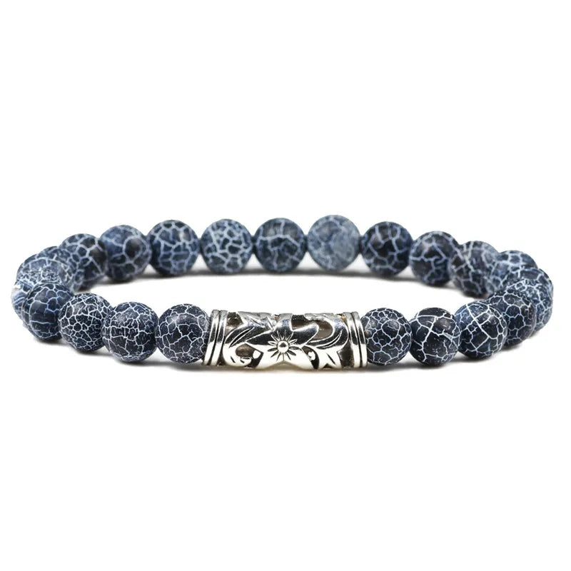 Black Lava Tiger Eye Weathered Stone Bracelets Bangles Classic Owl Beaded Natural Charm Bracelet for Women and Men Yoga Jewelry
