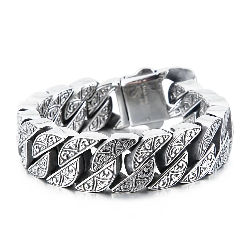 17mm Chunky Cuba Chain Bracelet For Men Stainless Steel 316L Cool Hand Thick Chain Jewelry