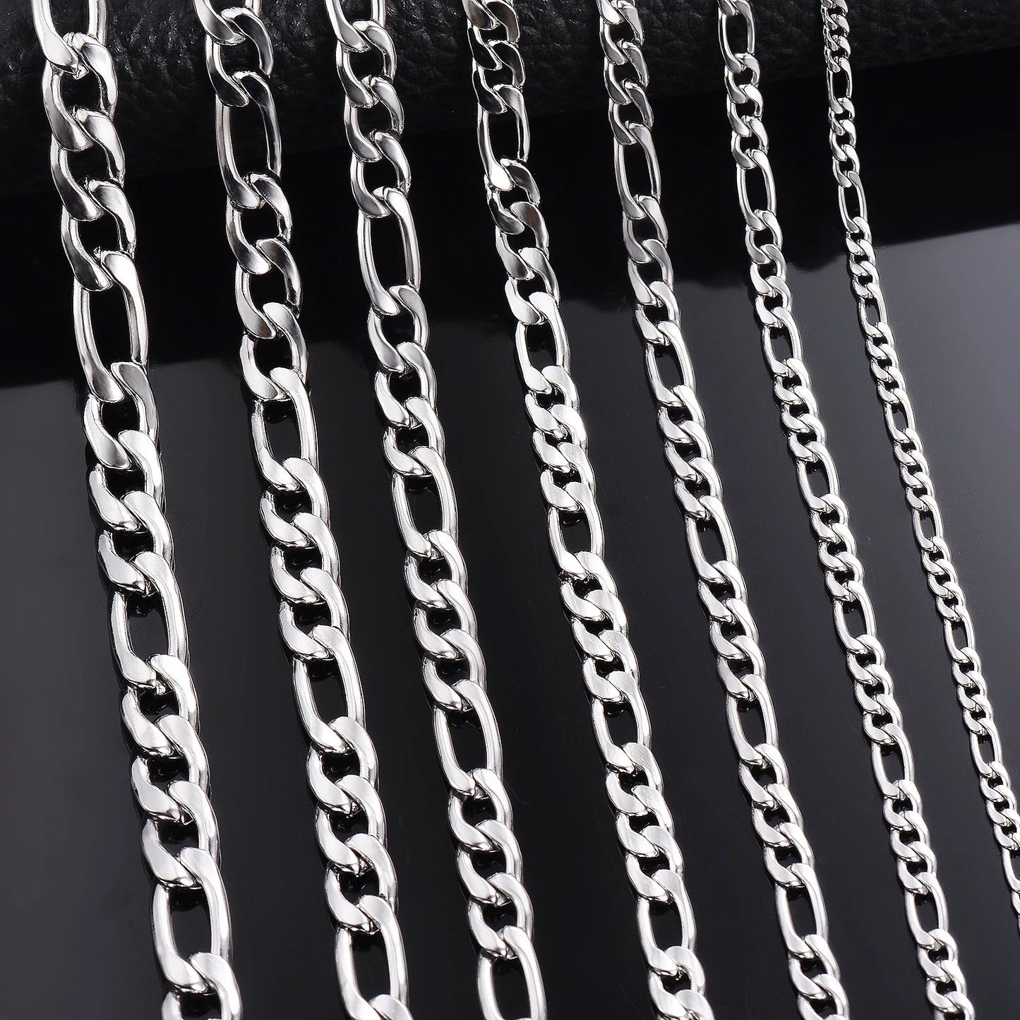 1 piece 3mm/3.8mm/4.5mm/5mm/6mm/7mm/7.5mm Figaro Link Chain Jewelry Classic Curb Necklace Stainless Steel Chain for Men Women