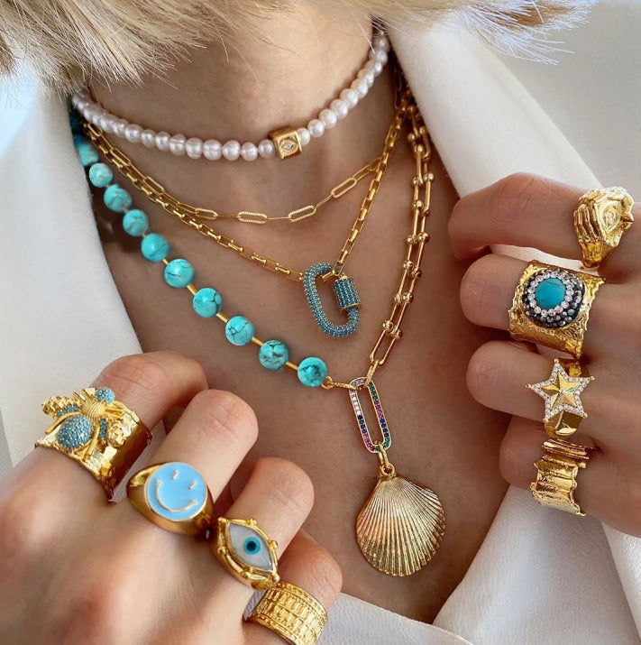 funky chunky mismatched clasp gemstone beads Modern link Kolye statement Exquisite choker jewelry Natural Stones necklace women