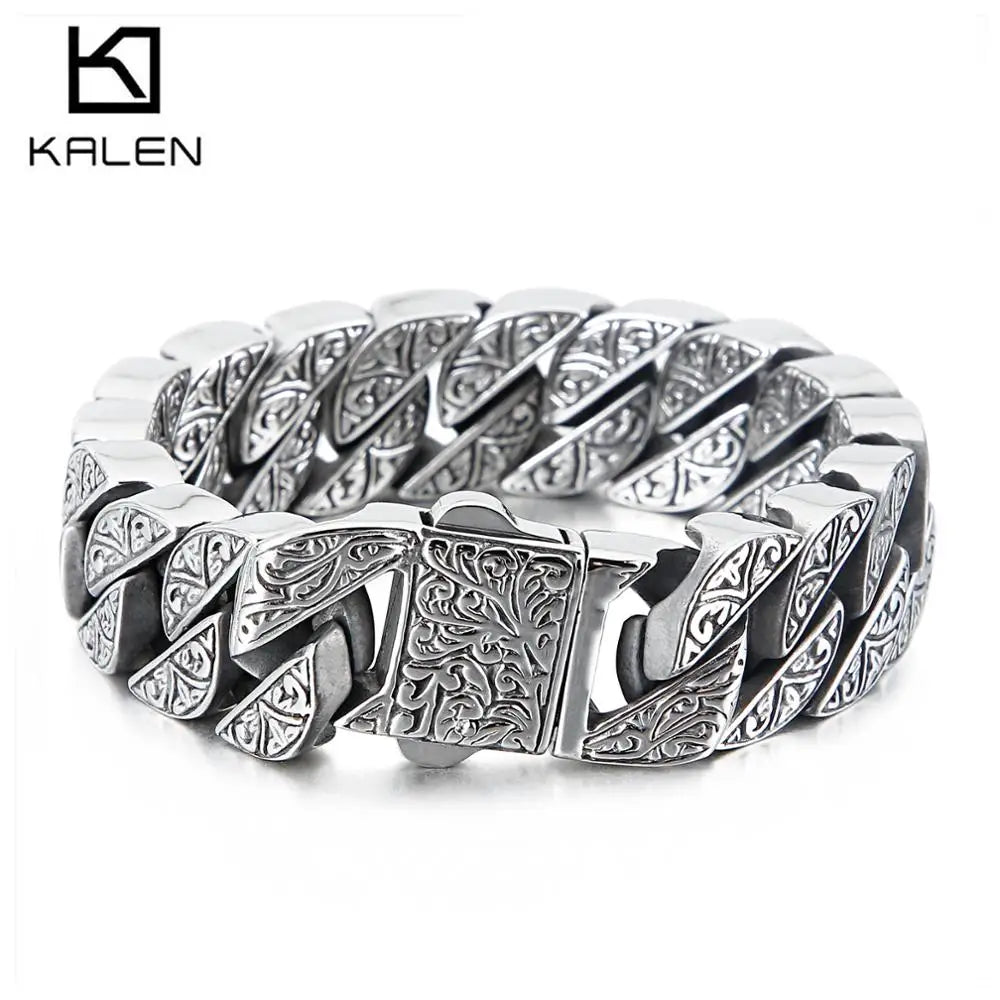 17mm Chunky Cuba Chain Bracelet For Men Stainless Steel 316L Cool Hand Thick Chain Jewelry