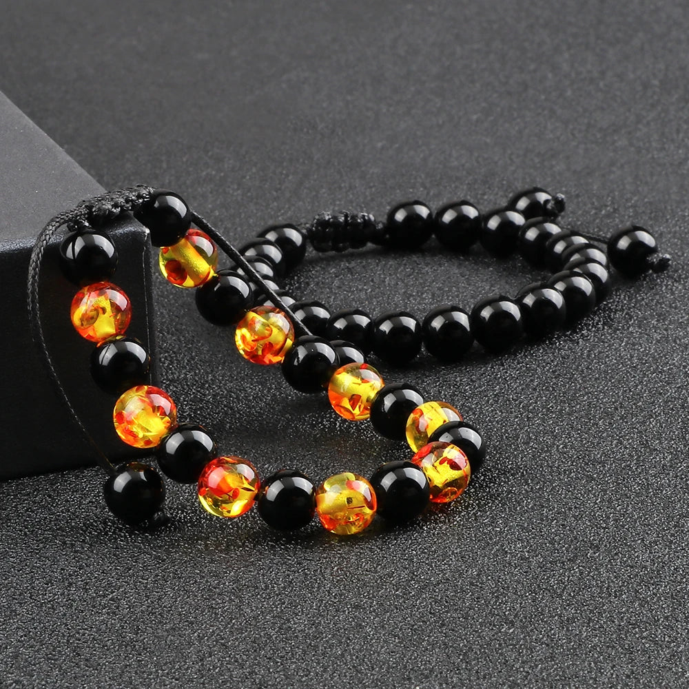 Hot 2pcs/set Men Beaded Bracelets Tiger Eye Lava Natural Stone Onyx Beaded Couple Distance Bracelets For Women Jewelry Pulseras