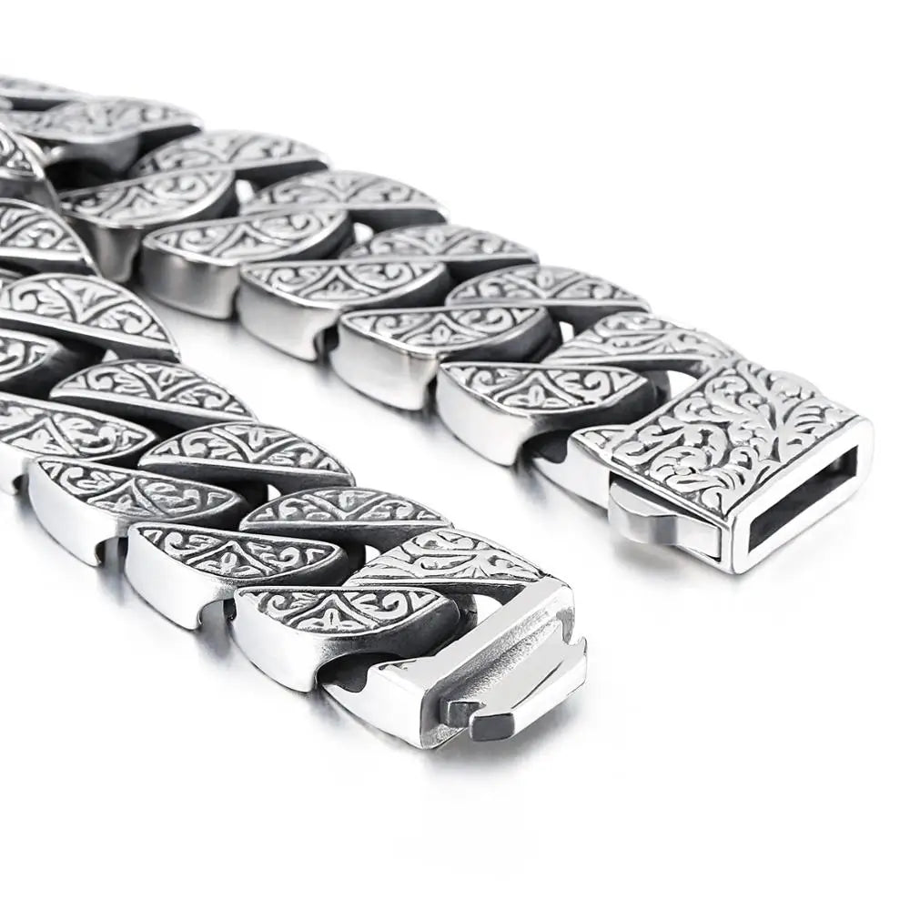 17mm Chunky Cuba Chain Bracelet For Men Stainless Steel 316L Cool Hand Thick Chain Jewelry