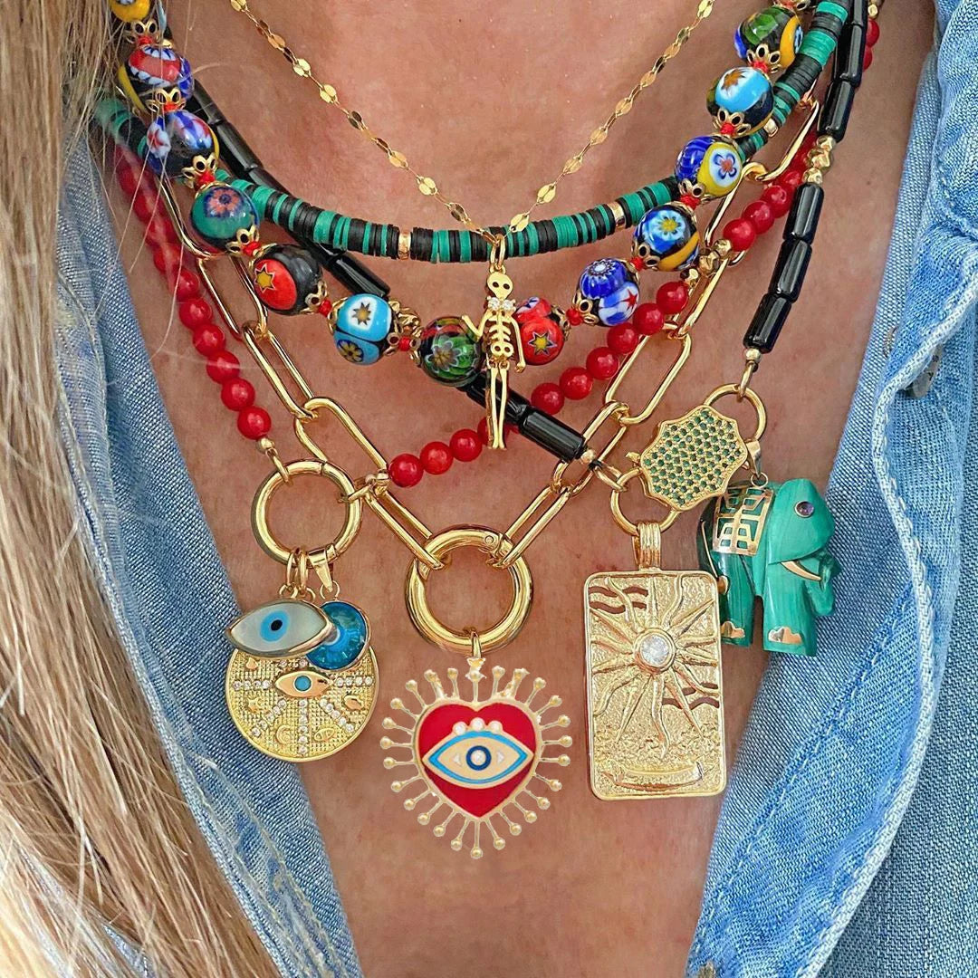 funky chunky mismatched clasp gemstone beads Modern link Kolye statement Exquisite choker jewelry Natural Stones necklace women