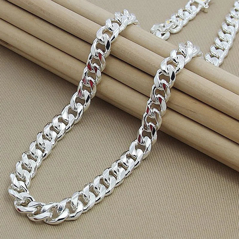 Aravant 10MM Men Necklace Chain 925 Silver Necklaces Fashion Jewelry Accessories