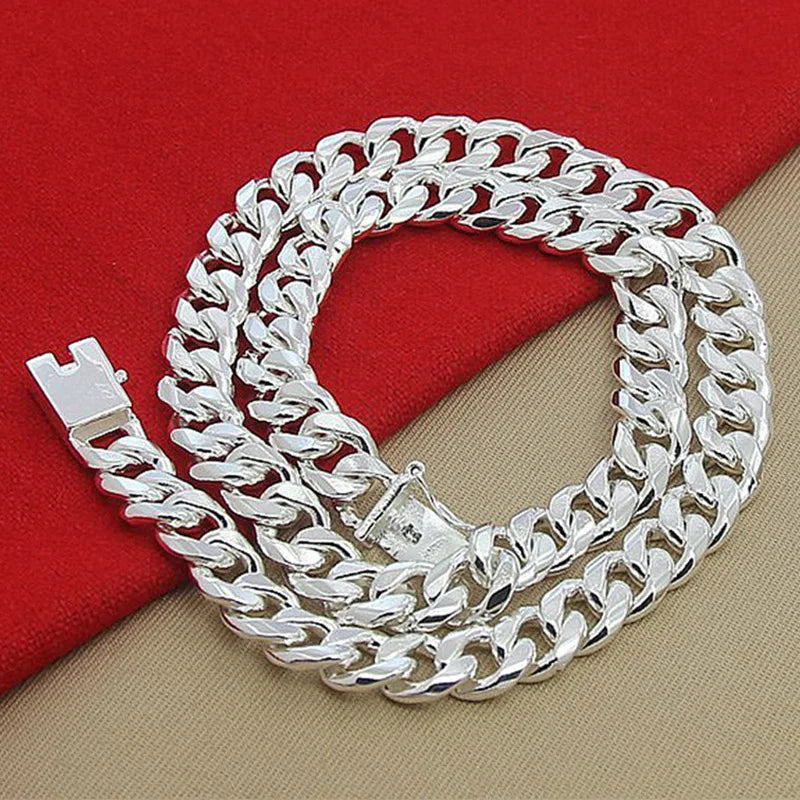 Aravant 10MM Men Necklace Chain 925 Silver Necklaces Fashion Jewelry Accessories