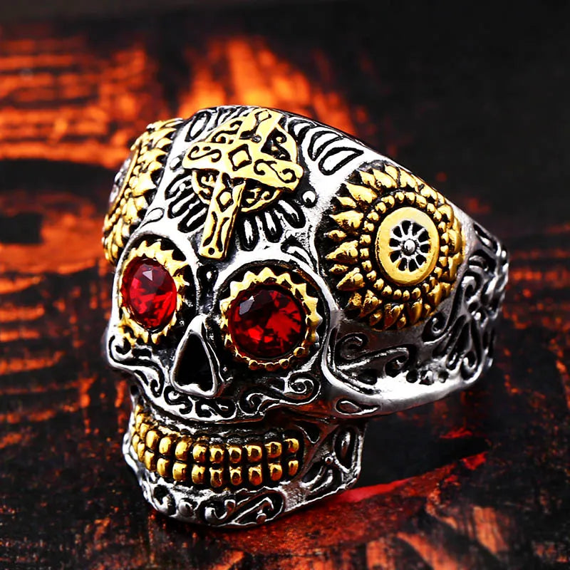 Beier 316L Stainless Steel gem ring Cross skull biker men Ring hot sale Man's fashion jewelry LLBR8-327R