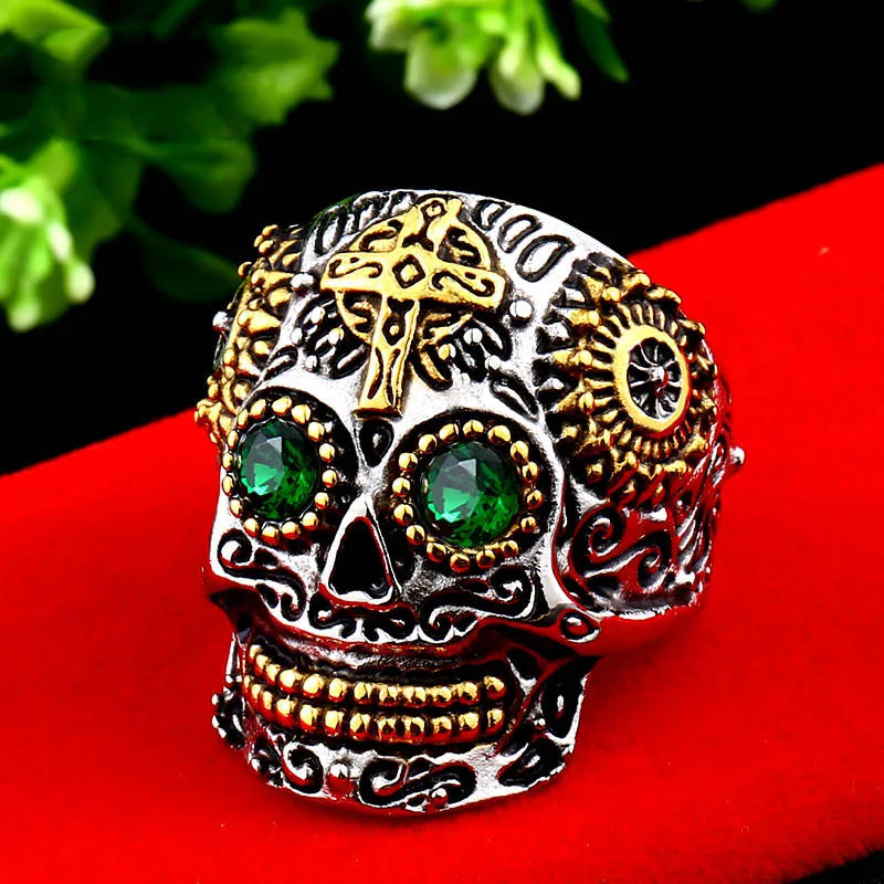 Beier 316L Stainless Steel gem ring Cross skull biker men Ring hot sale Man's fashion jewelry LLBR8-327R