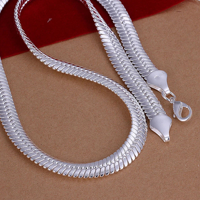 Aravant 925 Silver 10MM 20inch Flat Snake Chain Necklace For Men Women Fashion Jewelry