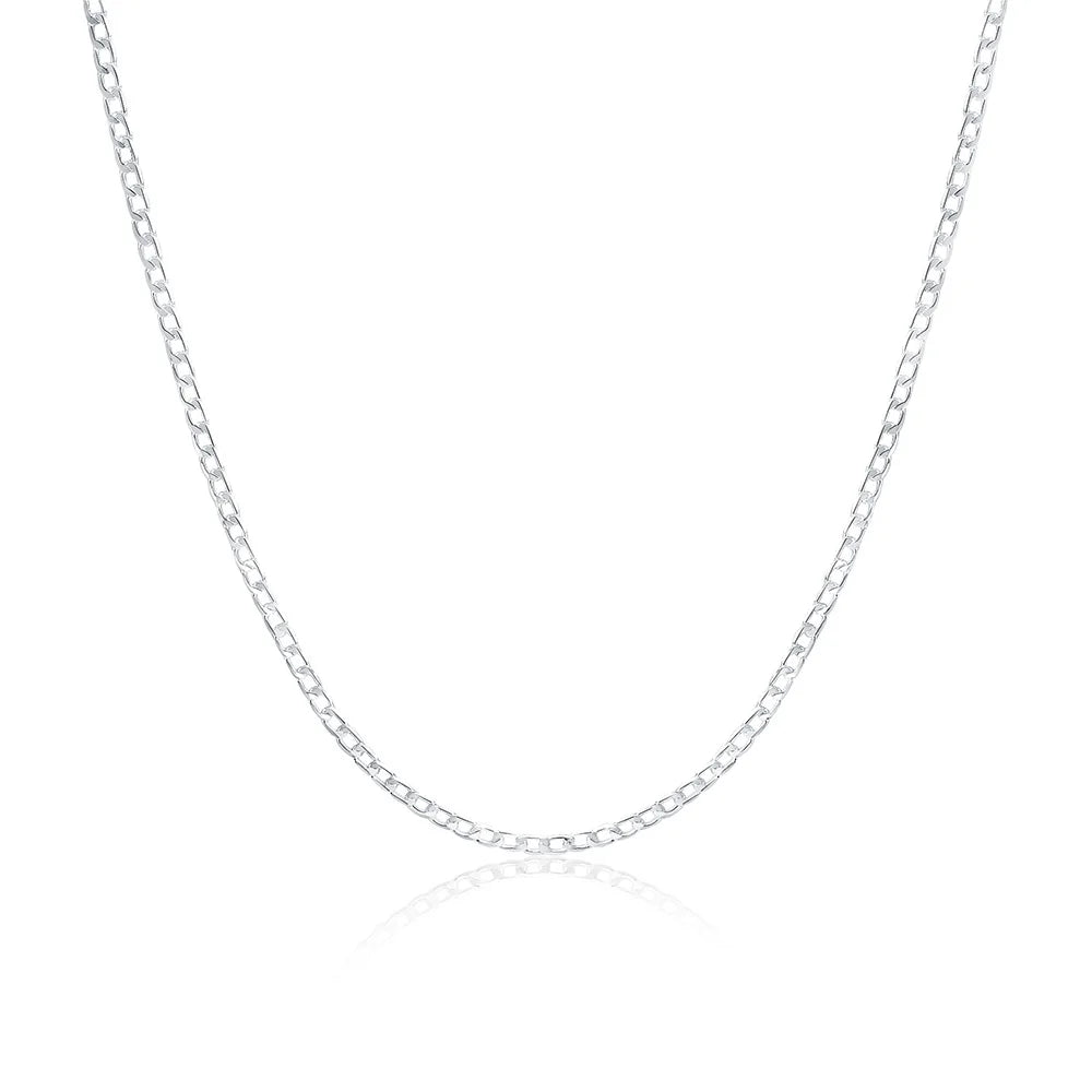DOTEFFIL 925 Sterling Silver 16/18/20/22/24/26/28/30 Inch 4mm Sideways Necklace For Women Man Fashion Wedding Charm Jewelry