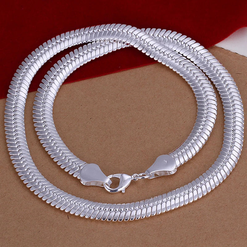 Aravant 925 Silver 10MM 20inch Flat Snake Chain Necklace For Men Women Fashion Jewelry