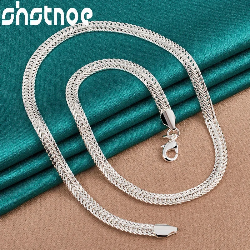 SHSTONE 925 Sterling Silver 20 Inch Flat Snake Chain Necklace For Women Man Fashion Party Wedding Charm Gift Engagement Jewelry