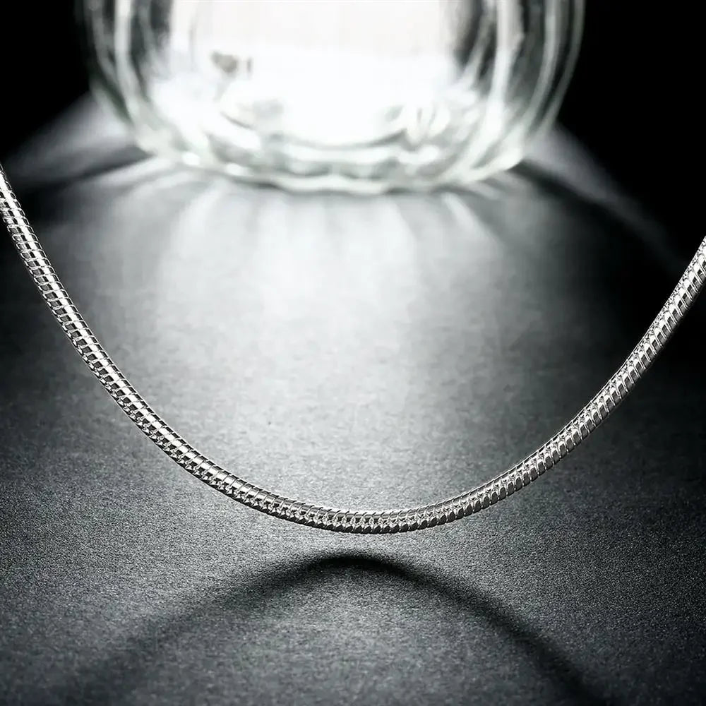 925 Sterling Silver 16/18/20/22/24 Inch 3MM Snake Bone Chain Necklace For Women Men Wedding Fashion Jewelry Charm Gifts