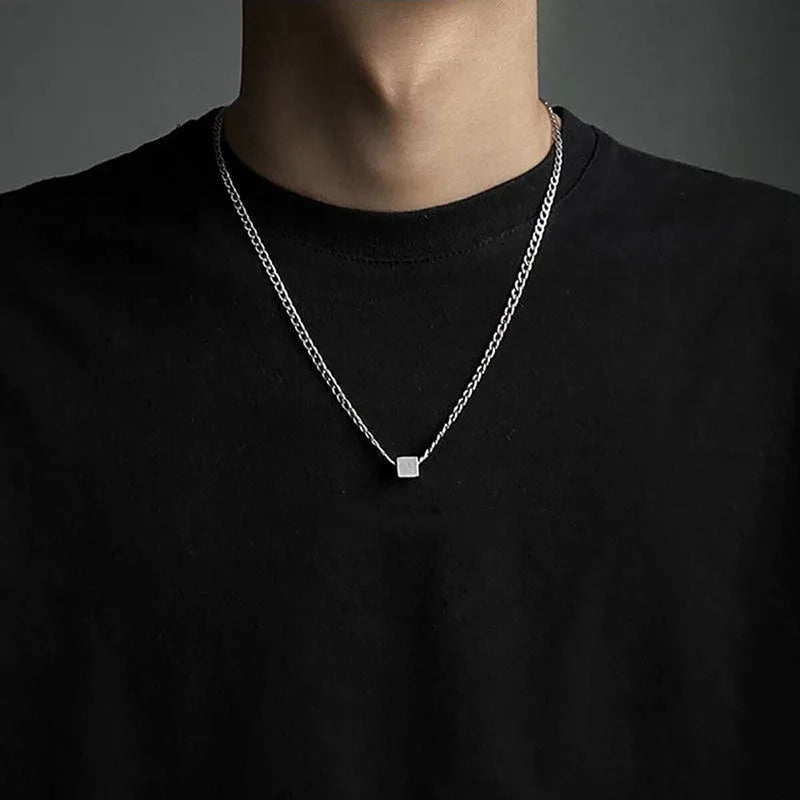 Kpop Safety Blade Razor Pendant Necklace for Men Long Chain Collar Hiphop Jewelry for Men Boys Geometric Dangling Party Gift