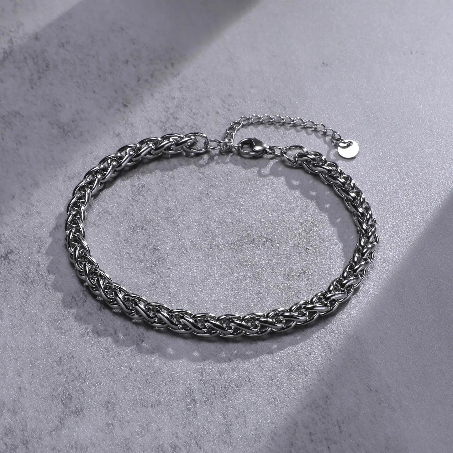 Basic Men Wheat Chain Anklets,Waterproof Stainless Steel Cuban Chain Anklet Foot Bracelet,Barefoot Gifts for Him Jewelry