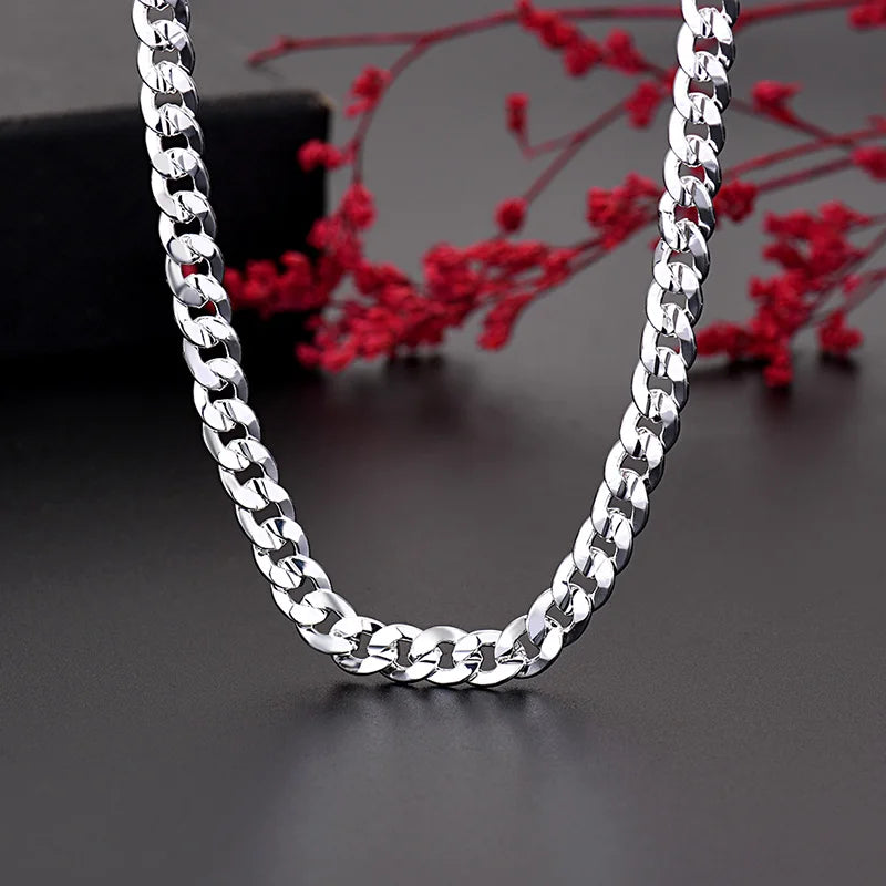 New original designer 925 sterling Silver charm 7MM Chain Necklace For Women man Fashion Party Wedding Accessories Jewelry gifts