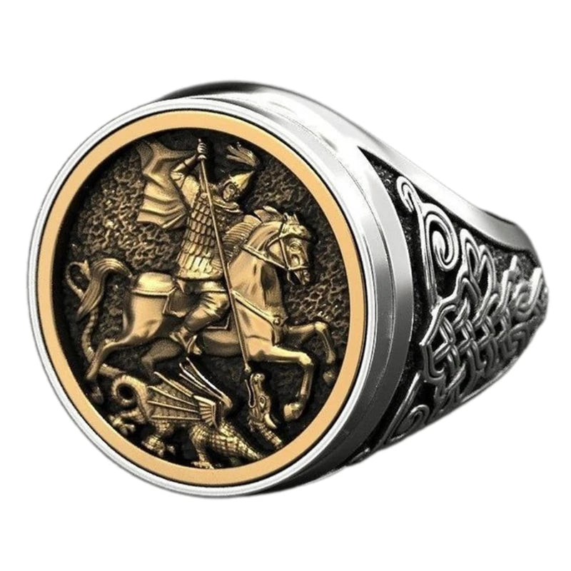 Novelty Men Signet Rings George Portrait Roman Soldier Ring Handmade New Design Unique Style Jewelry Ring Gifts