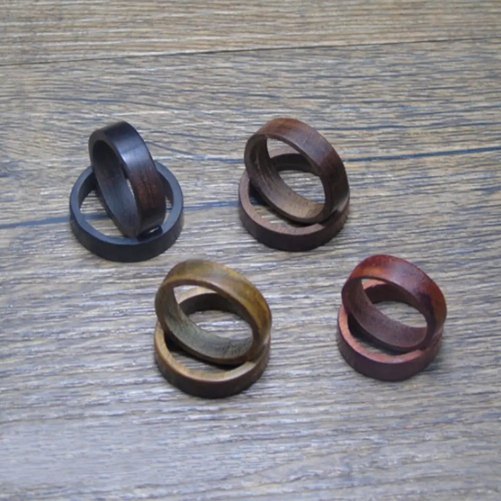 New Sandalwood Ebony Natural Wood Rings Pagan Retro Pull Finger Mens Ebony Finger Ring Women Men Jewelry Gift Party Accessories