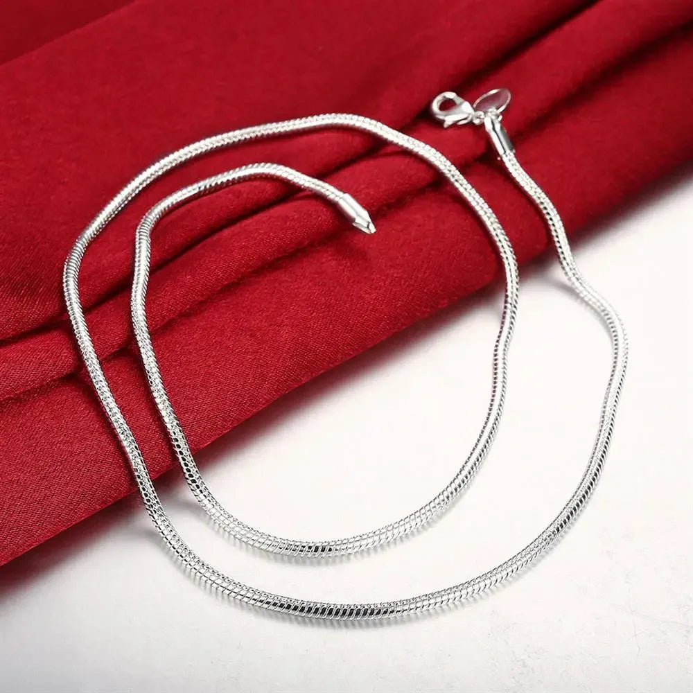 925 Sterling Silver 16/18/20/22/24 Inch 3MM Snake Bone Chain Necklace For Women Men Wedding Fashion Jewelry Charm Gifts