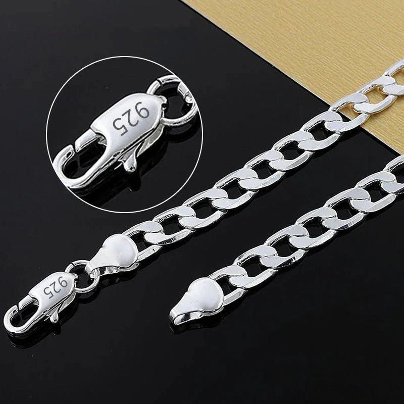 925 Sterling Silver Necklace For Men's 16/18/20/22/24 Inches Classic 8MM Chain Luxury Jewelry Wedding Christmas Gifts