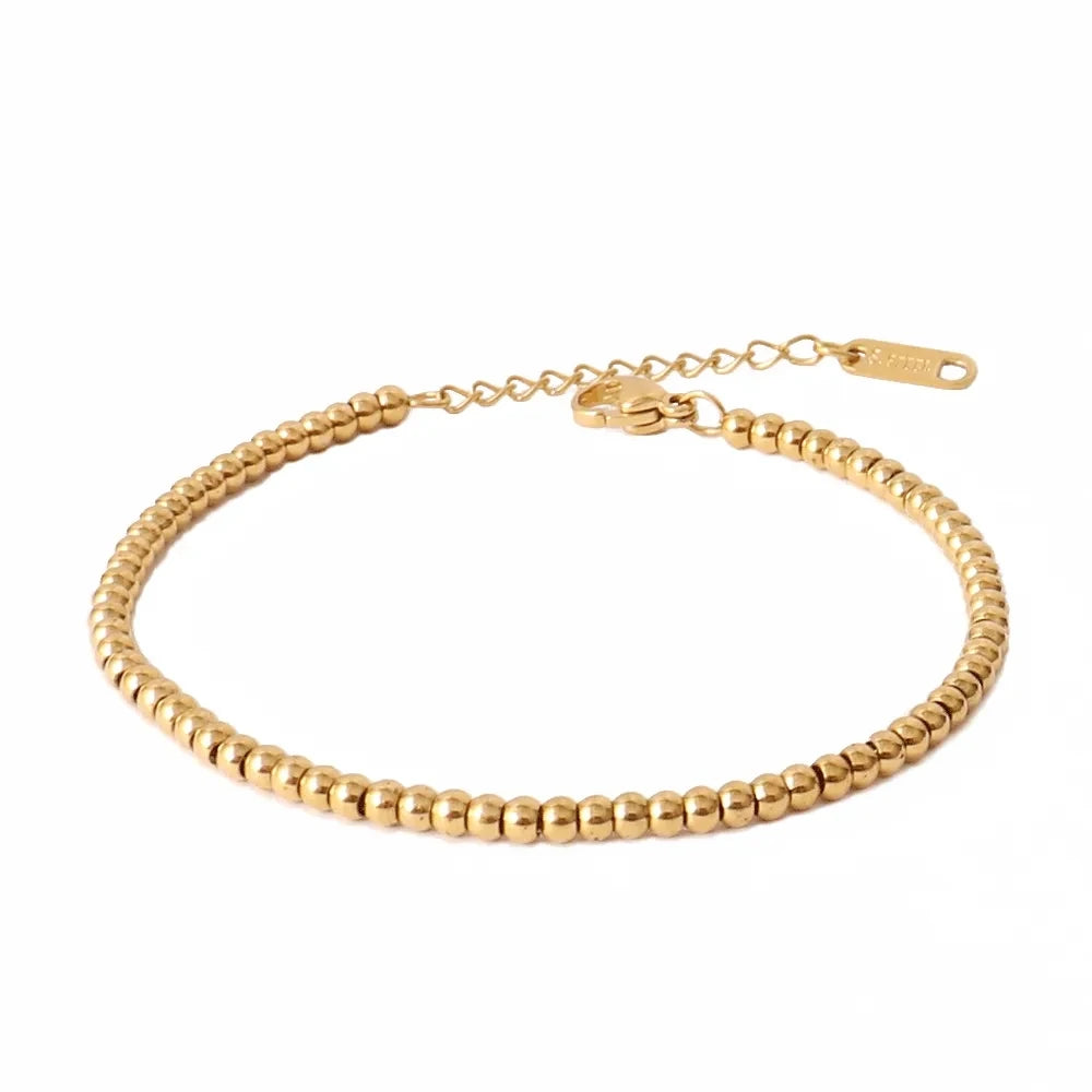 316L Stainless Steel Bracelets For Women Men 3/4/5/6/7/8mm Beads Bracelet Gold Silver Color Bead Chain Bracelets Jewelry