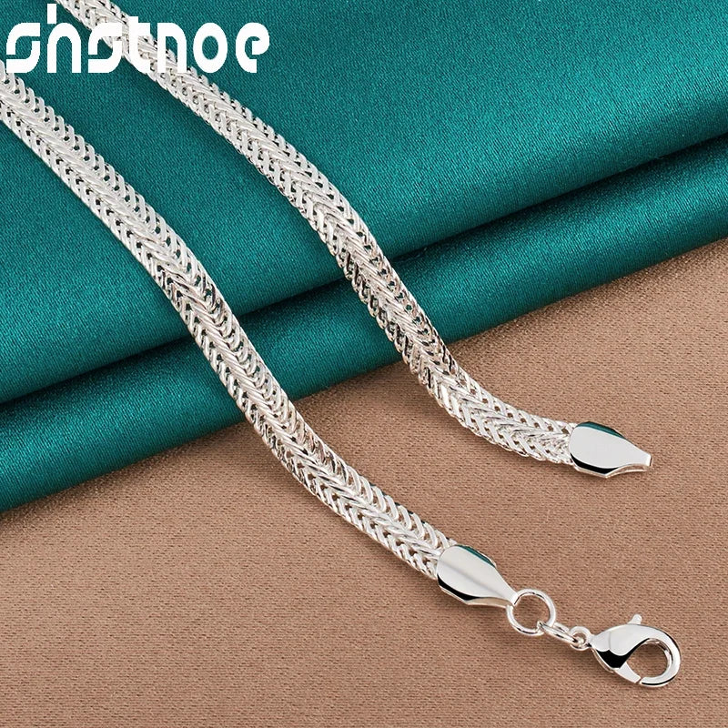 SHSTONE 925 Sterling Silver 20 Inch Flat Snake Chain Necklace For Women Man Fashion Party Wedding Charm Gift Engagement Jewelry