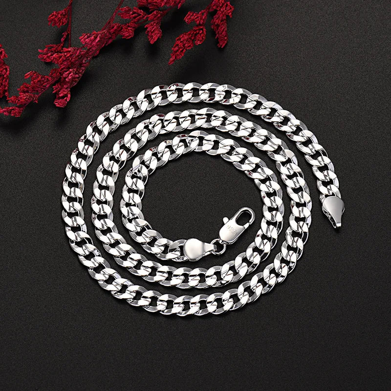 New original designer 925 sterling Silver charm 7MM Chain Necklace For Women man Fashion Party Wedding Accessories Jewelry gifts