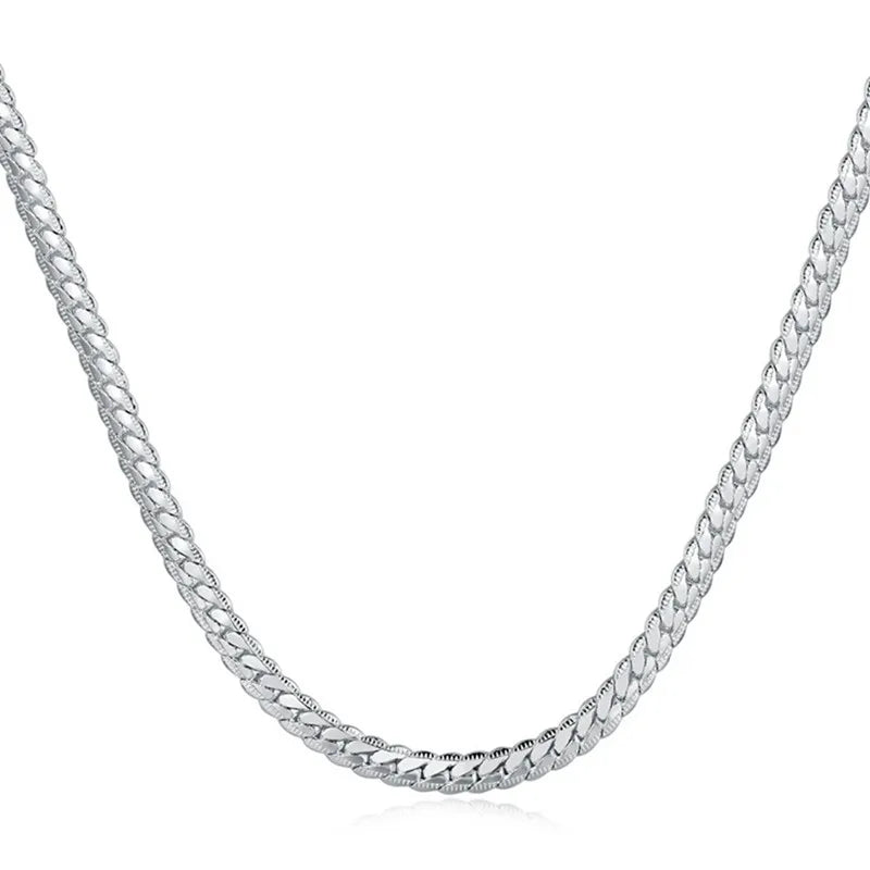 TIEEFEGO 925 Sterling Silver 5mm Full Sideway Necklace 8/18/20/22/24 Inch Chain For Woman Men Fashion Wedding Engagement Jewelry