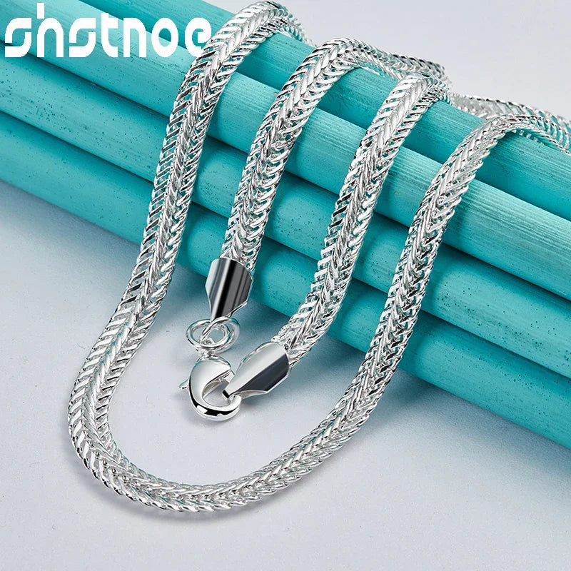 SHSTONE 925 Sterling Silver 20 Inch Flat Snake Chain Necklace For Women Man Fashion Party Wedding Charm Gift Engagement Jewelry
