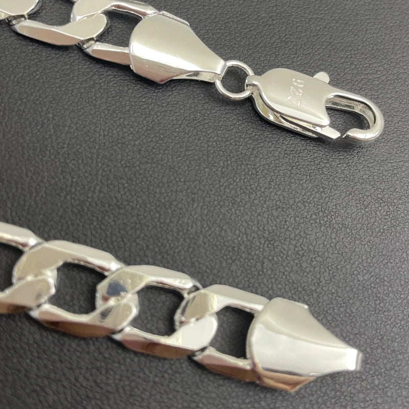 Men's Silver Color Necklace 2/4/6/8/10/12MM 40-75cm Face Chain Necklace Lobster Clasp Men Women Engagement Jewelry Gifts