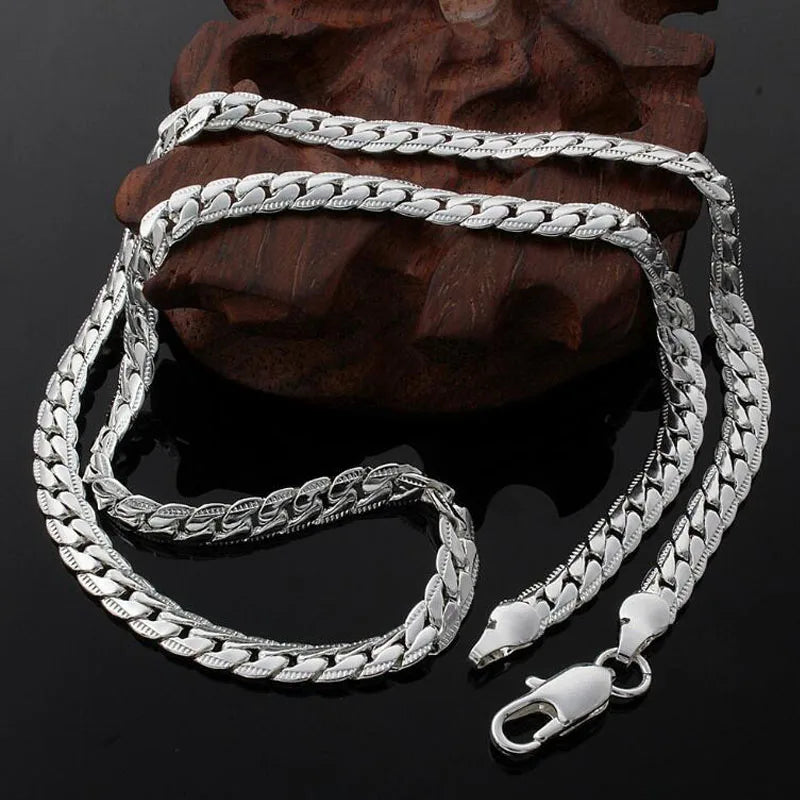 New 925 Sterling Silver Charms Necklace 16-24inch Chain High Quality For Men Woman Men Fashion Wedding Engagement Jewelry