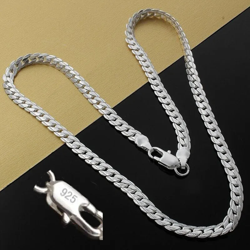 New 925 Sterling Silver Charms Necklace 16-24inch Chain High Quality For Men Woman Men Fashion Wedding Engagement Jewelry