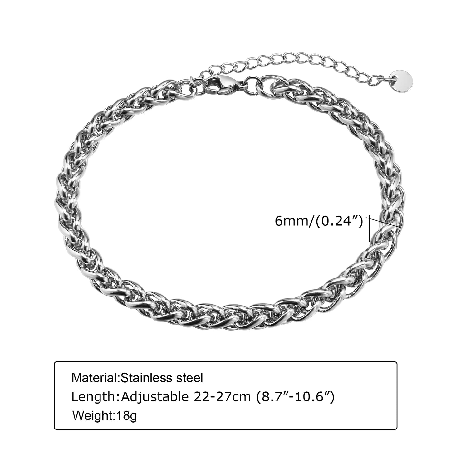 Basic Men Wheat Chain Anklets,Waterproof Stainless Steel Cuban Chain Anklet Foot Bracelet,Barefoot Gifts for Him Jewelry