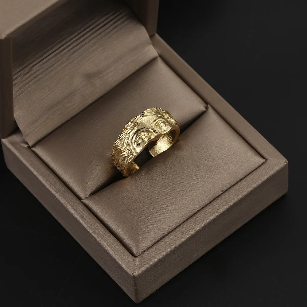 Retro Half Face Venus Ring For Men Women Greek Mythology Vintage Punk Gothic Art Open Ring Unisex Accessories Designer Jewelry