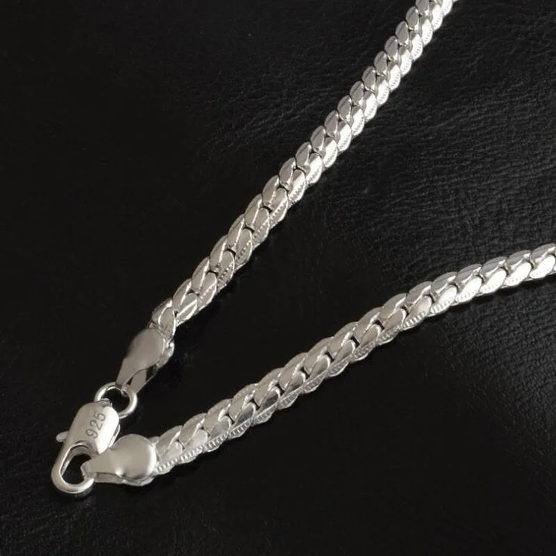 New 925 Sterling Silver Charms Necklace 16-24inch Chain High Quality For Men Woman Men Fashion Wedding Engagement Jewelry