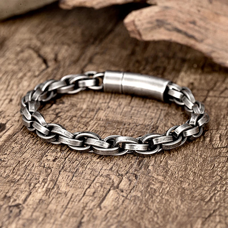 Men's Stainless Steel Trendy Bracelet Woven Hand Twisted Fried Dough Twists Chain Male hand Accessories Personalized Bangle Gift