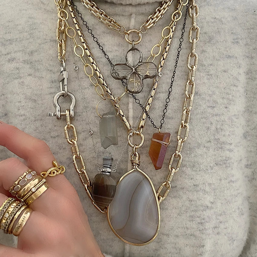 funky chunky mismatched clasp gemstone beads Modern link Kolye statement Exquisite choker jewelry Natural Stones necklace women
