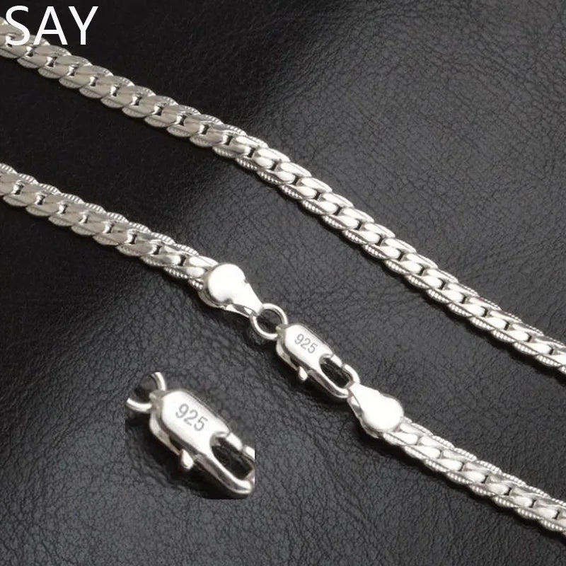 New 925 Sterling Silver Charms Necklace 16-24inch Chain High Quality For Men Woman Men Fashion Wedding Engagement Jewelry