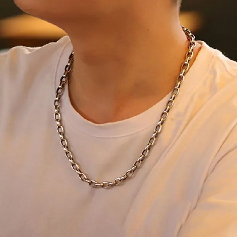 925 Sterling Silver Retro Six-Character Mantra Chain Necklace for Men, Fine Jewelry, Fashion Gift, High-end, 55cm, 60cm, 65cm