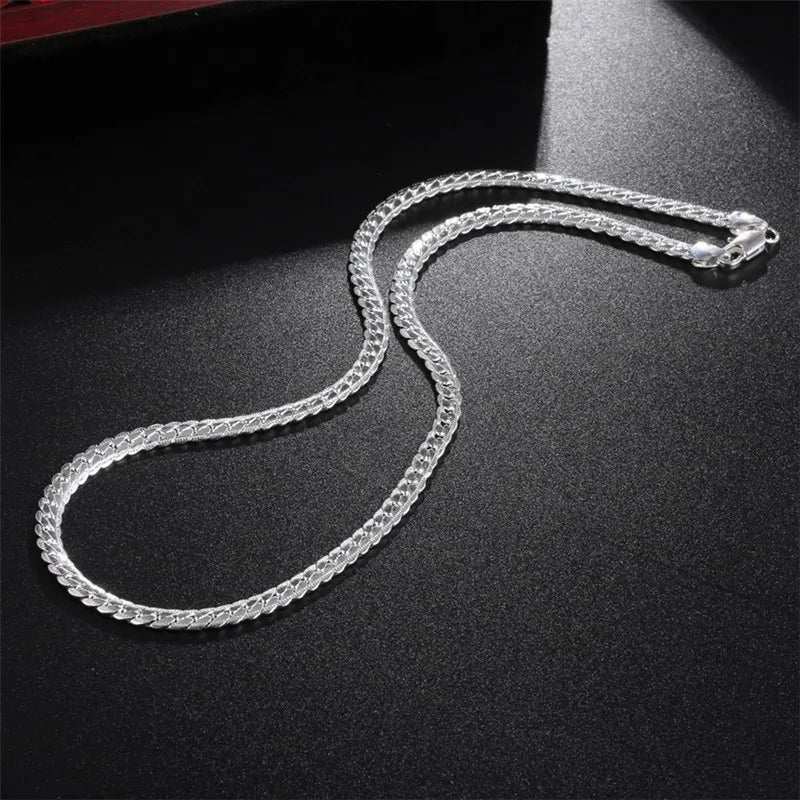 TIEEFEGO 925 Sterling Silver 5mm Full Sideway Necklace 8/18/20/22/24 Inch Chain For Woman Men Fashion Wedding Engagement Jewelry