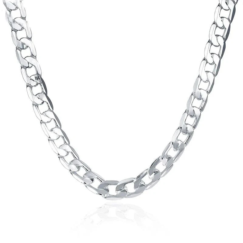 925 Sterling Silver Necklace For Men's 16/18/20/22/24 Inches Classic 8MM Chain Luxury Jewelry Wedding Christmas Gifts