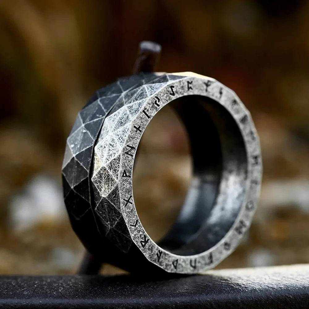 Nordic Retro Viking Rune Ring For Men Stainless Steel Viking Amulet Ring Simple Small Size Fashion Jewelry Gifts Dropshipping
