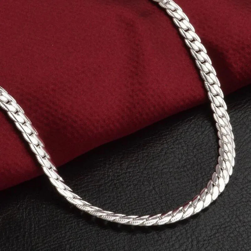 New 925 Sterling Silver Charms Necklace 16-24inch Chain High Quality For Men Woman Men Fashion Wedding Engagement Jewelry