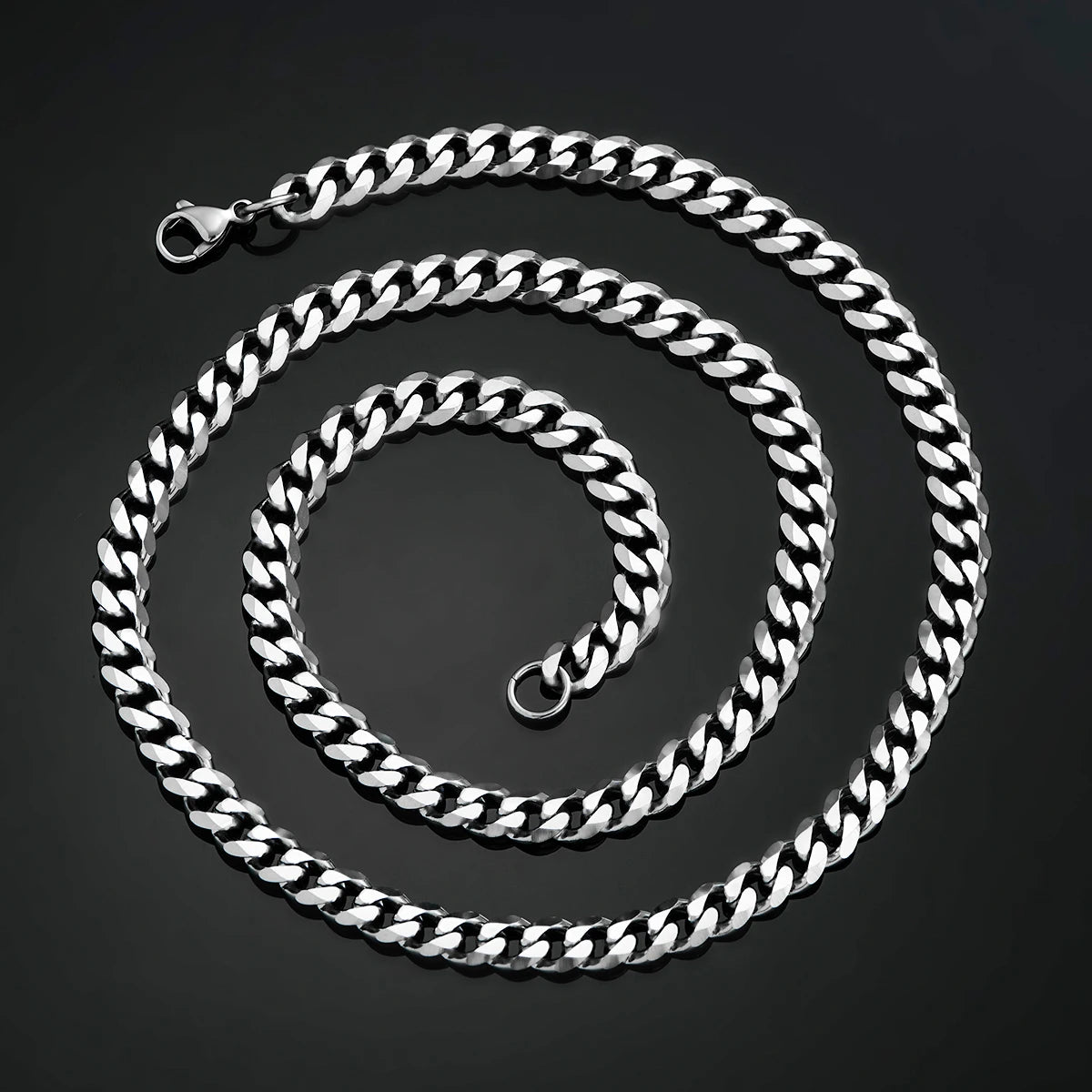 Cuban Link Chains Stainless Steel Classic Men Boy Curb Chunky Silver Color Necklace 3.6mm to 11mm 14 to 30 Inches