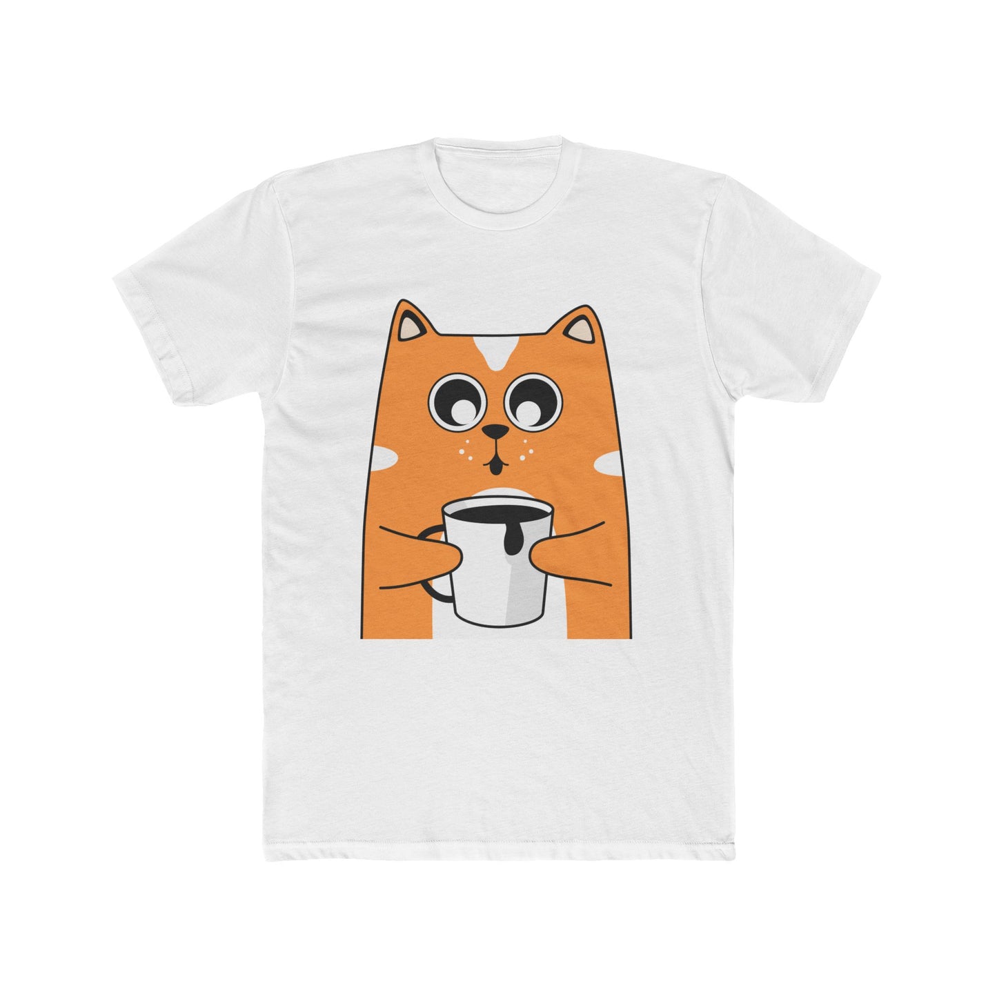 Men's Cotton Crew Tee - Coffee Cat