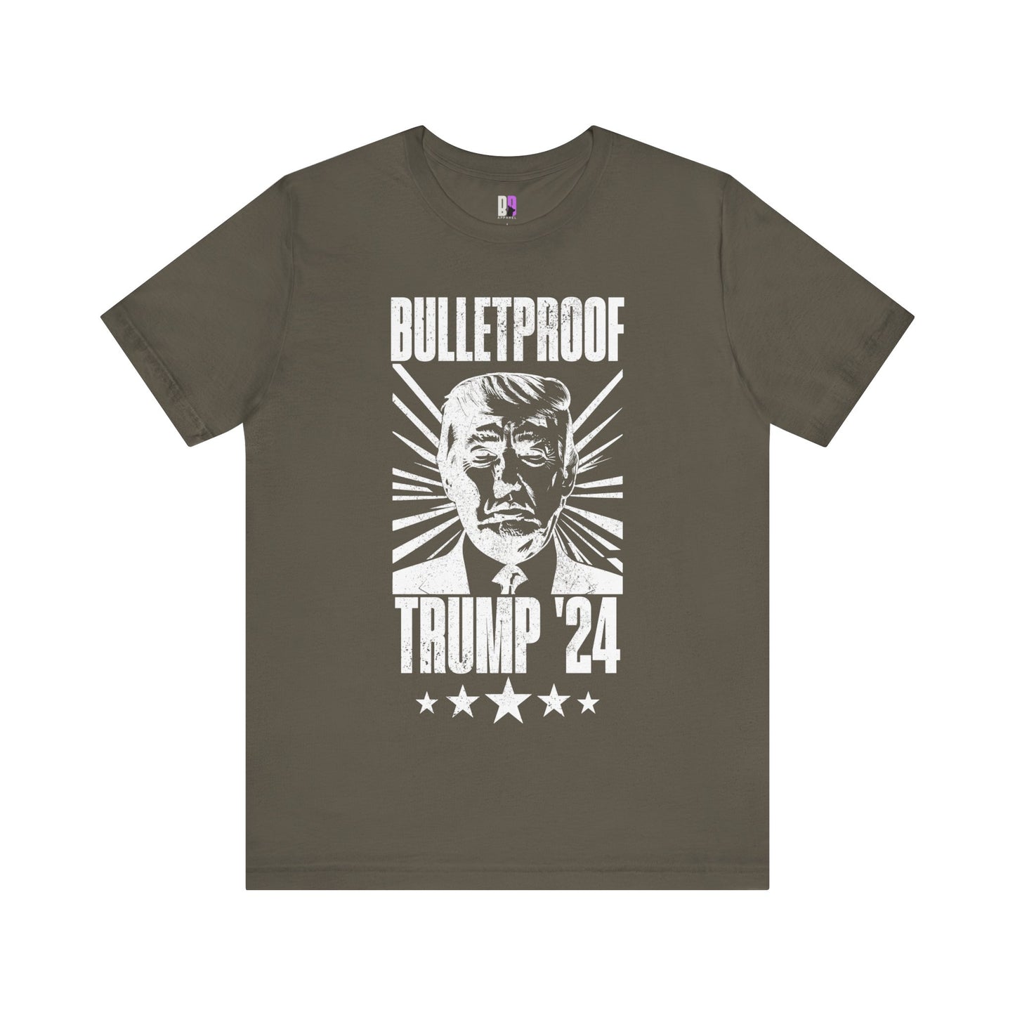Bulletproof Trump - Shooting of Trump - Trump 24 - Grunge White Logo - Unisex Jersey Short Sleeve Tee