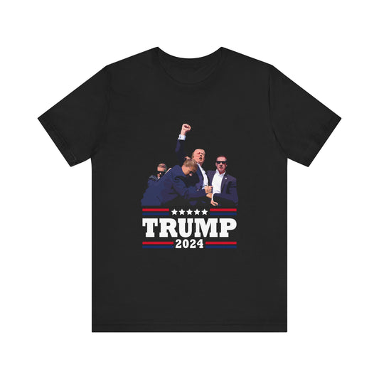 Trump 24 - Fight - Shooter - White Logo - Unisex Jersey Short Sleeve Tee