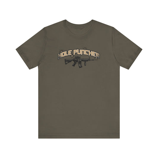 Hole Puncher Gun Shirt - Unisex Tee, Short Sleeve T-Shirt, Bullet hole design, firearm enthusiast gift, firearm lover top
