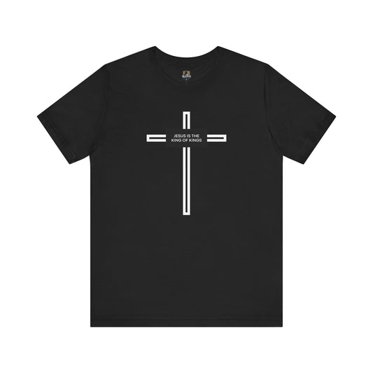 Religious Christian Unisex Tee, Jesus King of Kings Cross Shirt, Faith Gift, Church Apparel, Bible Verse Top