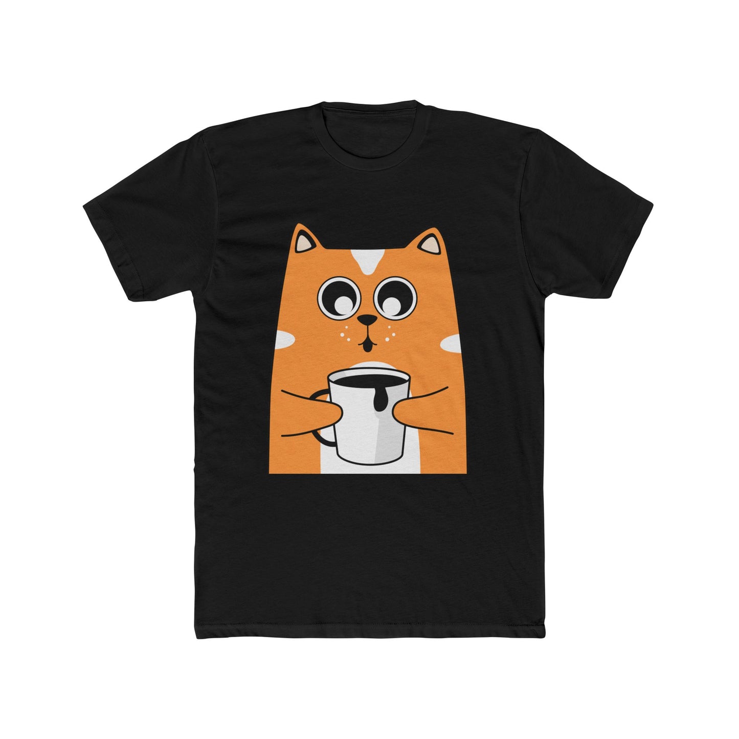 Men's Cotton Crew Tee - Coffee Cat